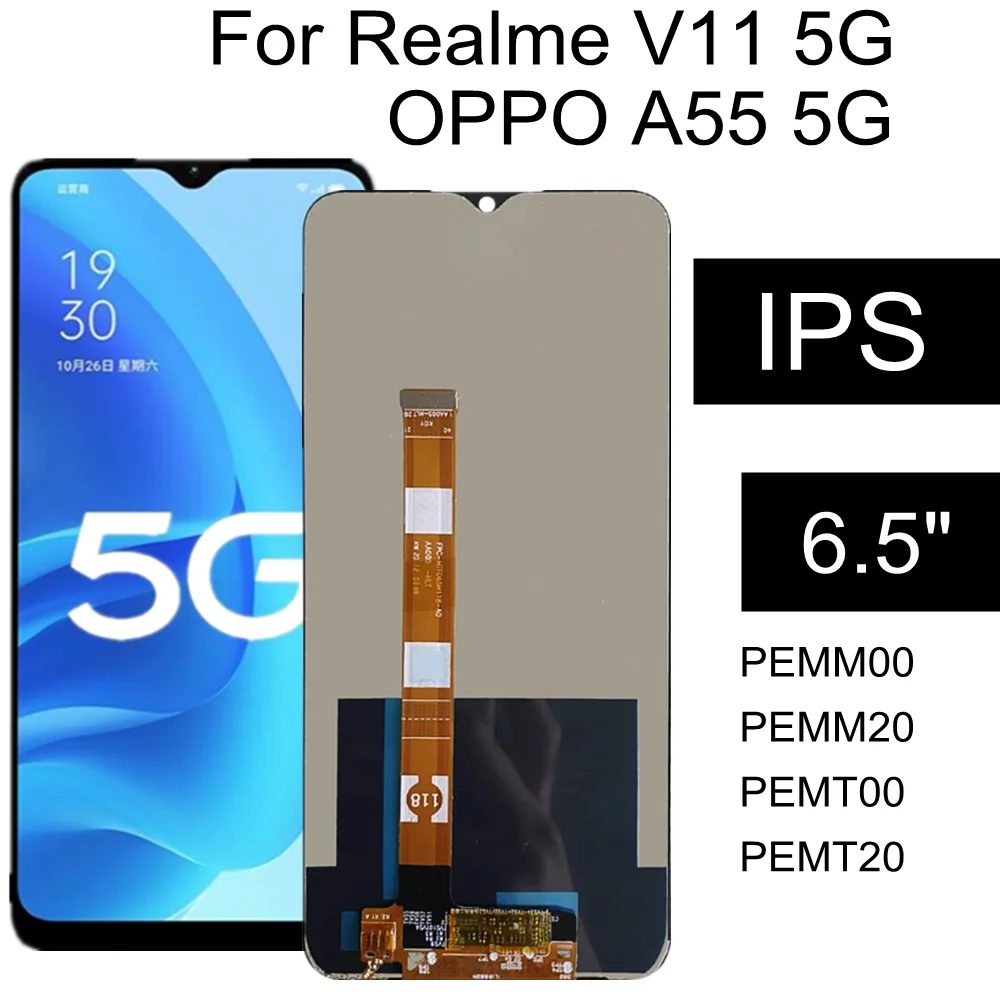 6.5 LCD For OPPO A55 5G LCD Display Touch Screen For Realme V11 Digitizer Assembly Replacement Repair Parts