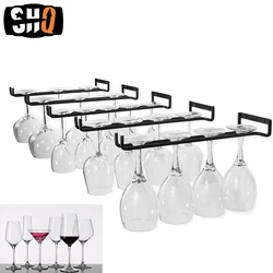 30CM Iron Wine Glasses Hanging Holder Glass Rack Bartender Stemware Under Cabinet Stemware Organizer Bar Hanger Shelf Black New