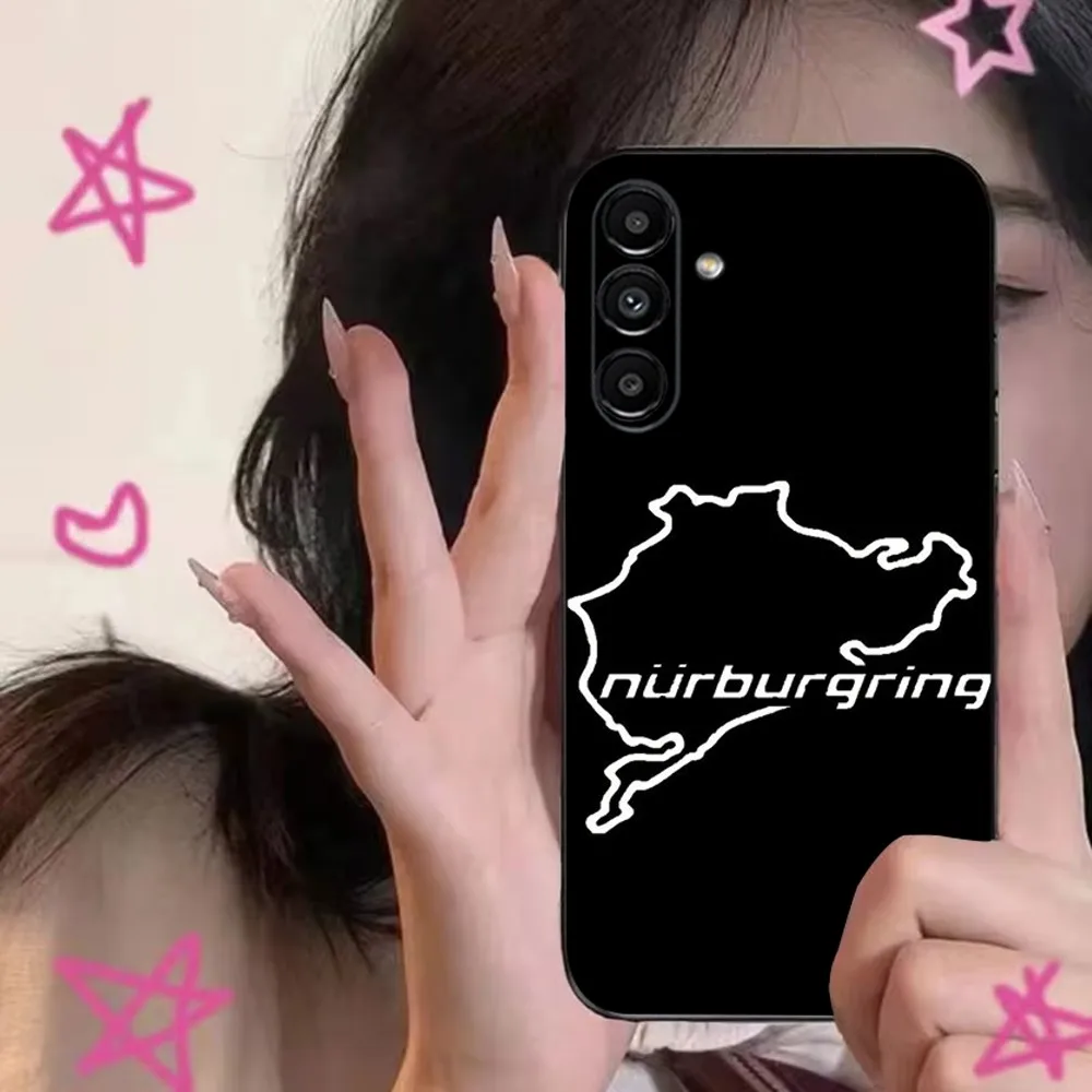 حافظة هاتف دائرة Nurburgring F1 لهاتف سامسونج S24,S21,S22,S23,S30,Ultra,S20,Plus,Fe,Lite,Note,10,9,5G غطاء ناعم أسود