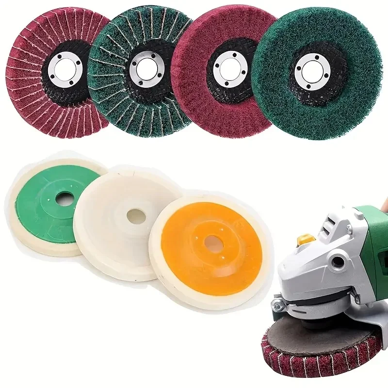 

7Pcs 4-inch polishing buffer wheel combination set, including nylon fiber sand disc, suitable for grinding and polishing
