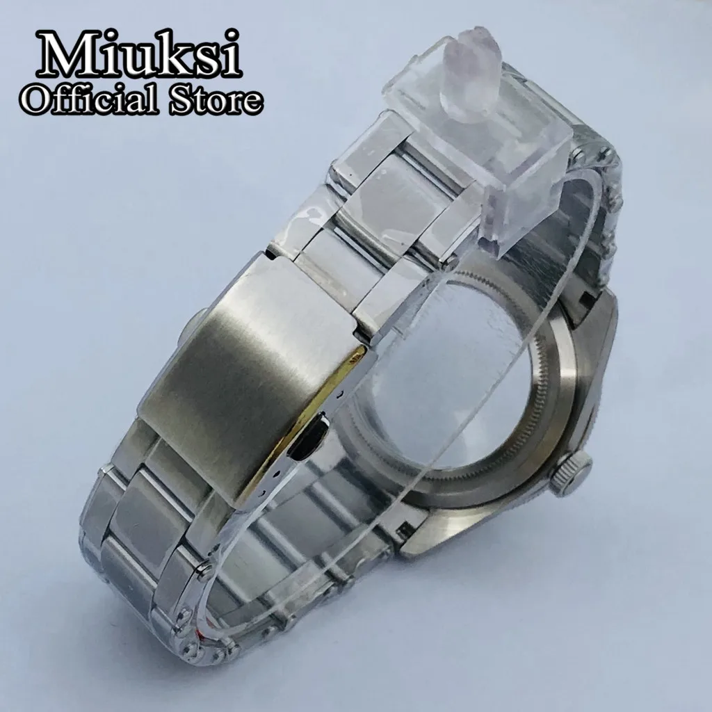 Miuksi 39mm silver sterile watch case domed sapphire glass fit NH35 NH36 NH34 NH38 NH39 NH70 ETA2824 PT5000 movement