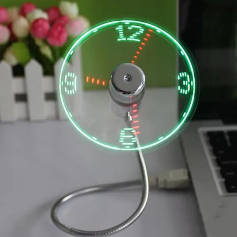 Hand Mini Usb Ventilator Draagbare Gadgets Flexibele Gooseneck Led Klok Cool Voor Laptop Pc Notebook Real Time Display Duurzaam Verstelbaar
