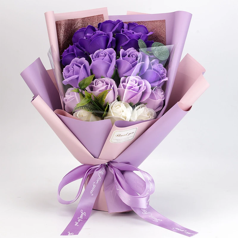Künstliche Seifenblume, Rosenstrauß, Geschenktüten, Valentinstag, Geburtstag, Geschenk, Hochzeit, Heimdekoration, 18-Rosen-Seifenstrauß, Geschenkbox – Detail 12
