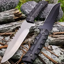 Outdoor small knife camping straight knife jungle wilderness survival knife with sheath, high hardness keel integrated knife