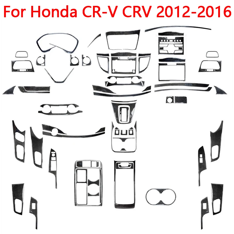 For Honda CR-V CRV 2012 2013 2014 2015 2016 Carbon Fiber Black Stickers Car Interior Decorative Accessories