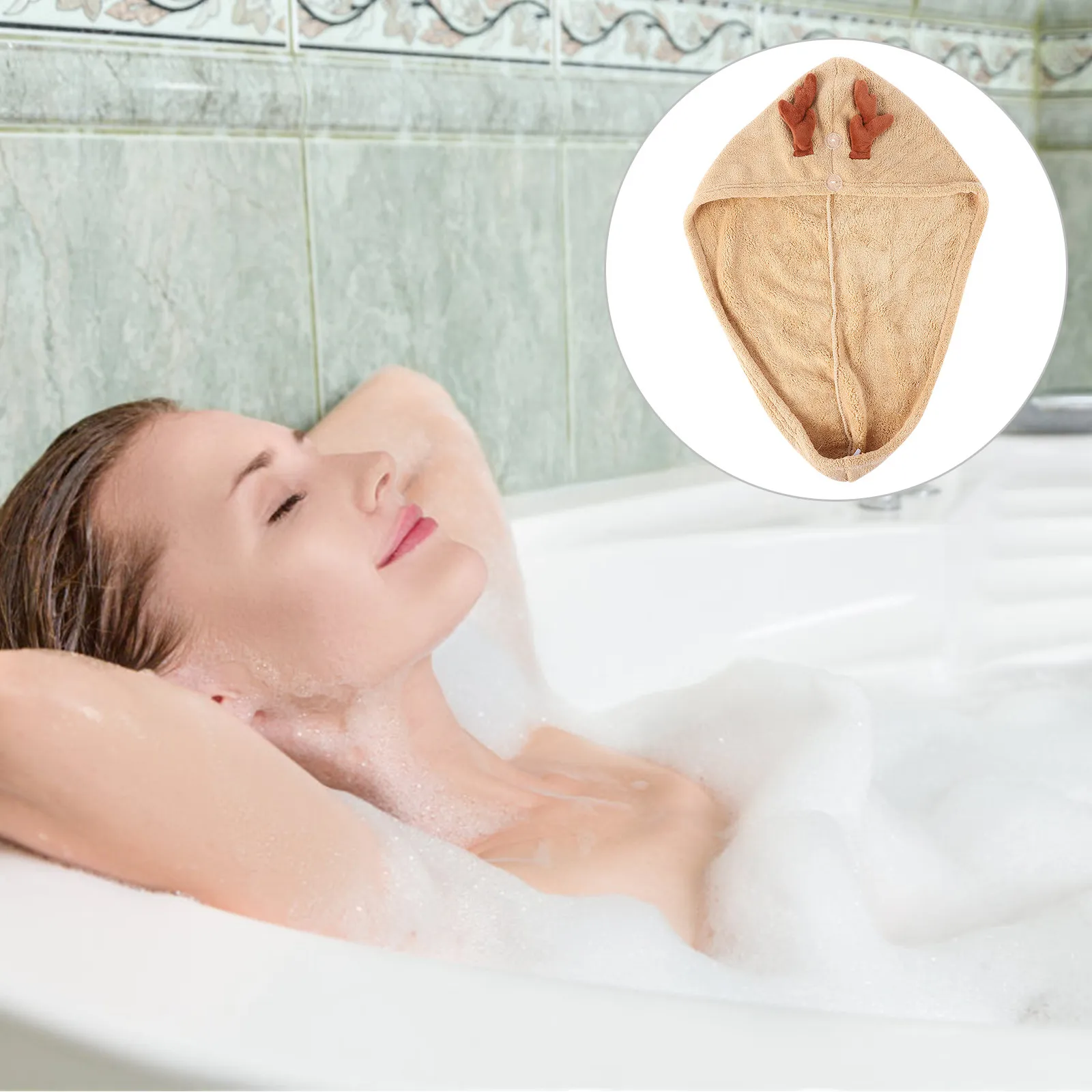 

Antler Hair Drying Cap Coral Fleece Fast Dry Hair Towel Wrap Ultra Absorbent Quick Dry Head Towel Thickened Microfiber Shower