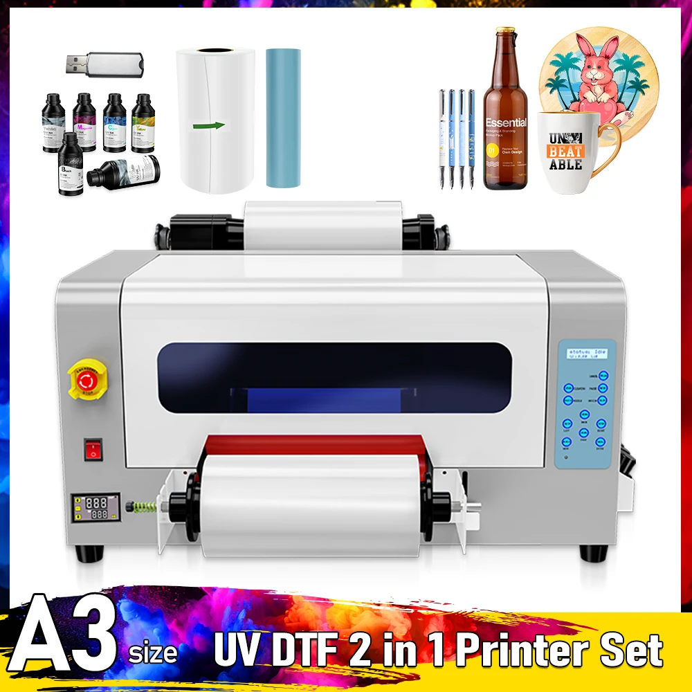 A3 UV DTF Printer For Epson XP600 Impresora UV DTF LED Printing Machine UV DTF Sticker Printer For Metal Acrylic Bottle