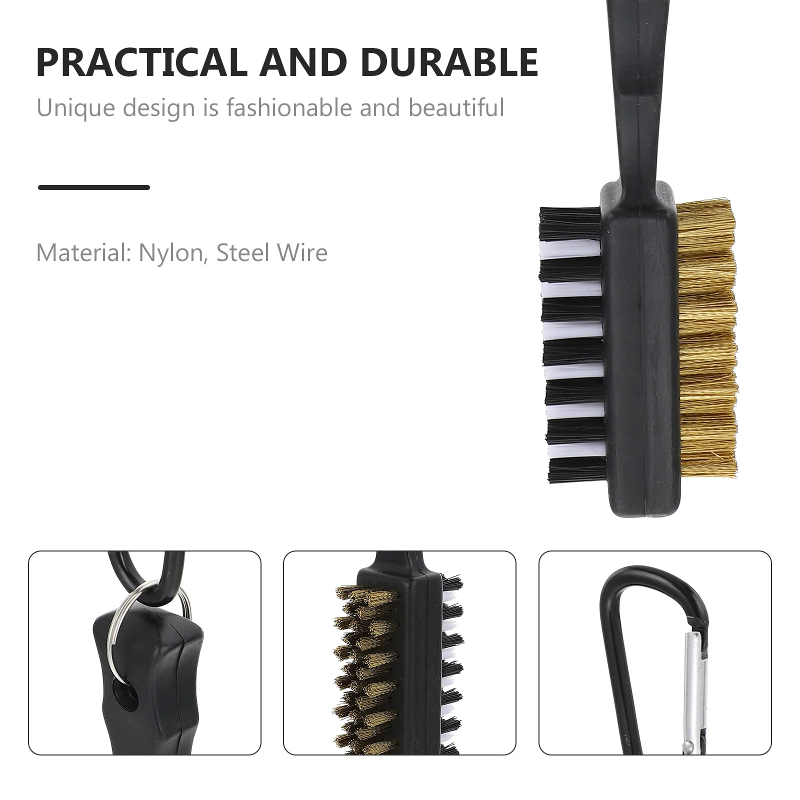

Compact Golf Club Brush Cleaner with Sturdy Steel and Soft Nylon Bristles Ideal for on-The- Maintenance