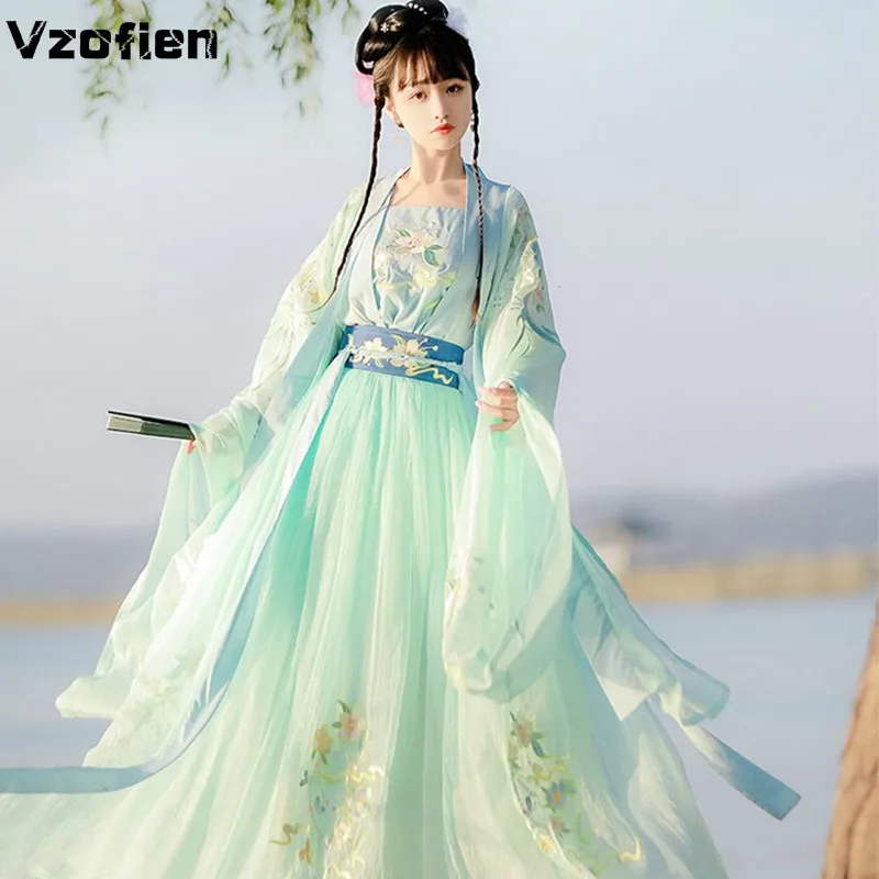 Hanfu Wanita Tradisional Cina Hanfu Gaun Tang Suit Vintage Kuno Kostum Tari Wanita Karnaval Halloween Cosplay Kostum