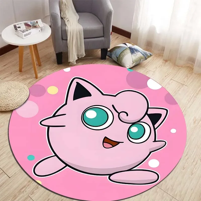 Pokemon Jigglypuff Round Rugs for Bedroom Area Floor Mats for Kids Room Bath Chair Mat Carpet Living Room Home Decor Tapetes