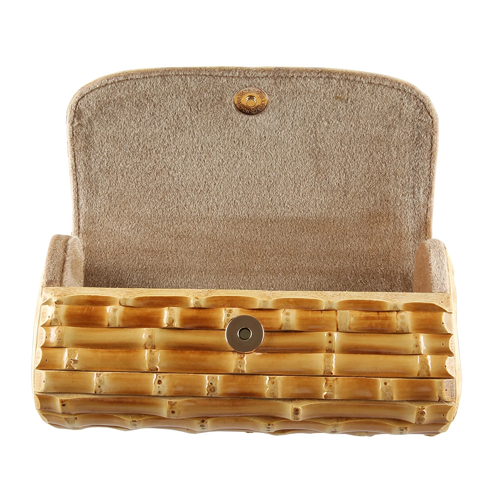 Nilerun Brand Fashion Vintage Retro Hard Wood Rattan Straw Evening Purse Wallet Unique Handmade Natural Bamboo Root Clutch Bag