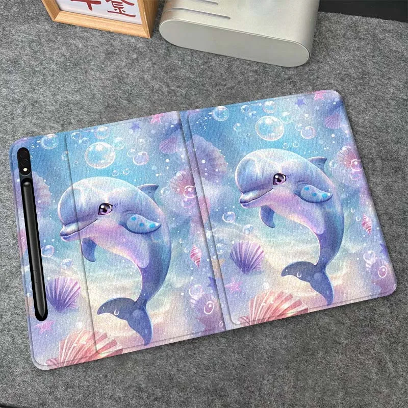 

Cute Dolphin Bubble Sea Gift For Samsung Galaxy Tab S6 S7 S8 S9 S10 FE Plus Lite Soft Flexible Support Tablet Case