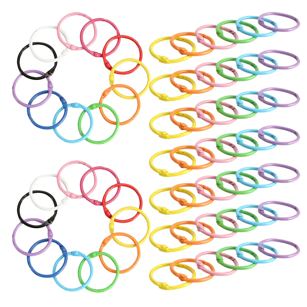 

140pcs Metal Binder Rings Multi Color Index Card Hoops Loose Leaf Key Chains For Craft Scrapbook Diy Office School Album Paper