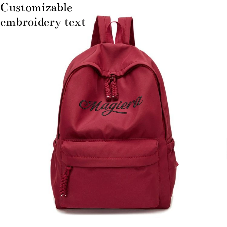 Personalized Custom Name Backpack for Women Girls Embroidered Letter Nylon School Bag Waterproof Travel Daypack Mochila Mujer