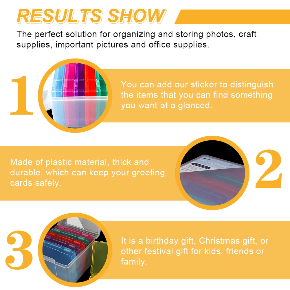 

1Set Photo Card Organizer Plastic Storage Case Removable Dividers Compact Space-Saving Greeting Card Storage Photo Craft