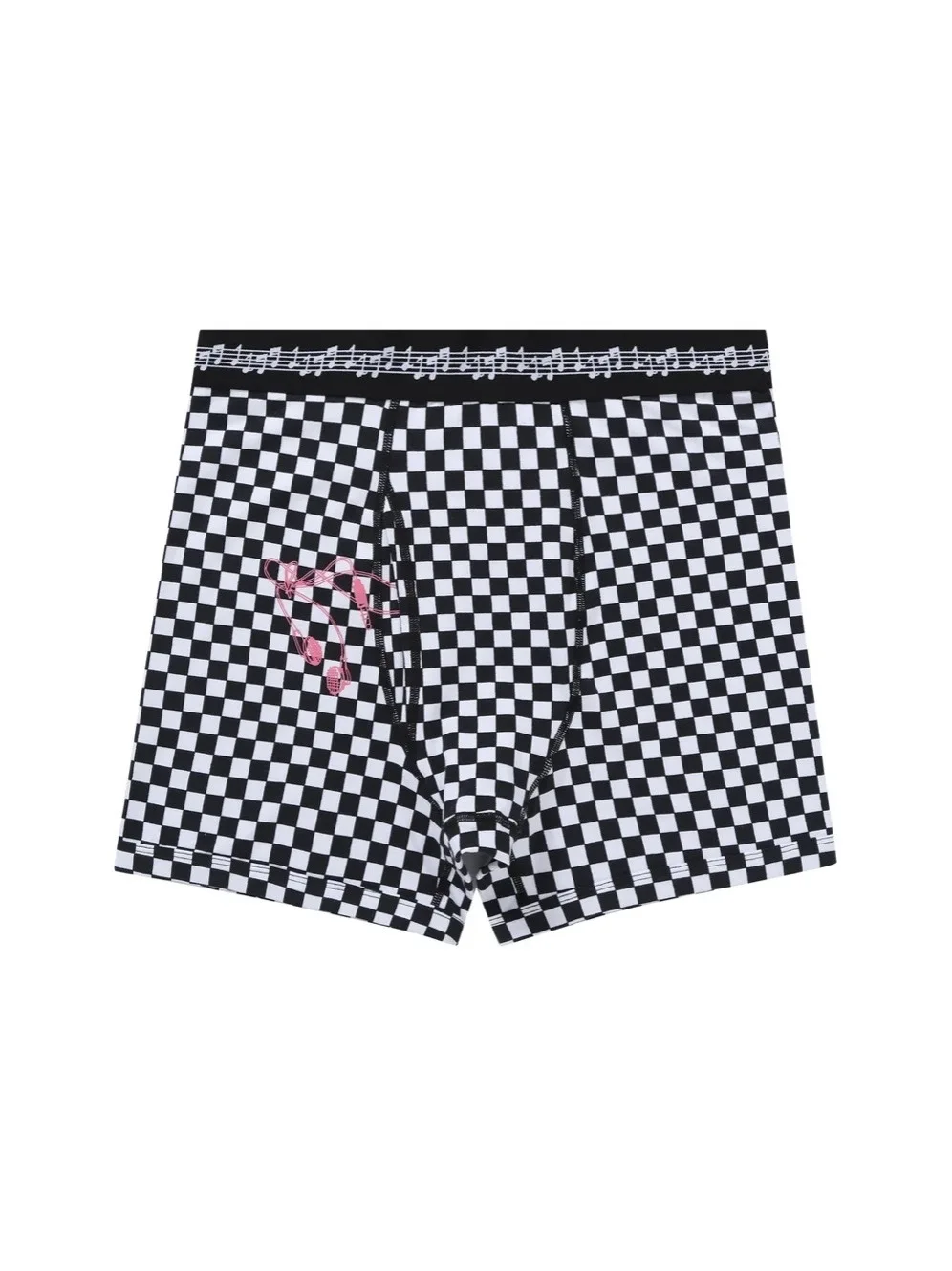 Red Edged Checkerboard Print Briefs Bazo1199 Underwear Boxer Shorts Cotton Comfortable Skin Friendly mid Waist for Men And Women