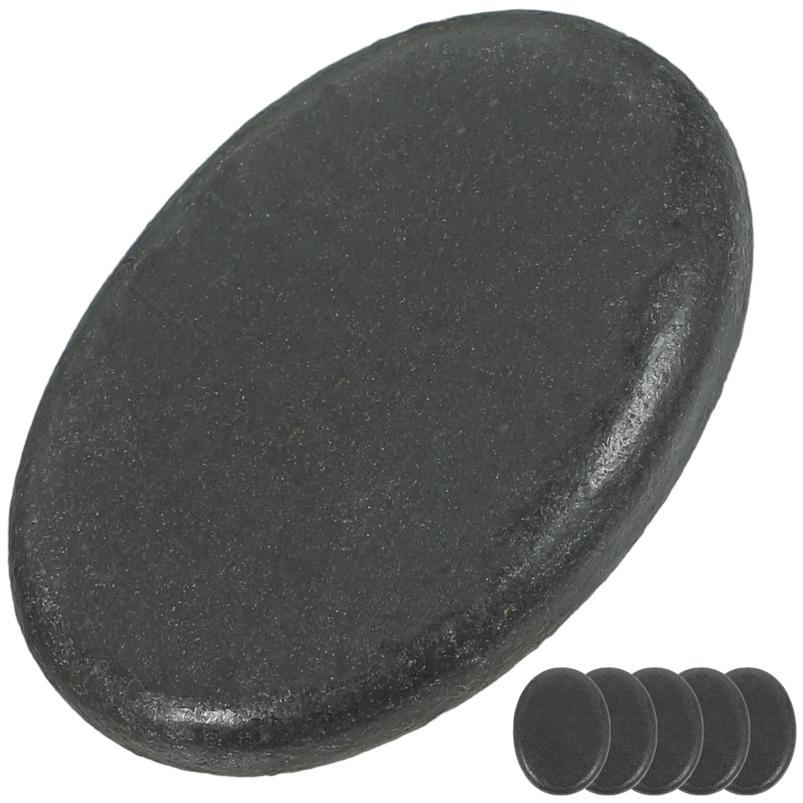 หินนวดภูเขาไฟ 6 ชิ้น หินบำบัดพลังงานจากธรรมชาติสำหรับการบำบัดร่างกาย หินร้อนสีดำ เรียบเนียน ดูแลผิว ผ่อนคลาย