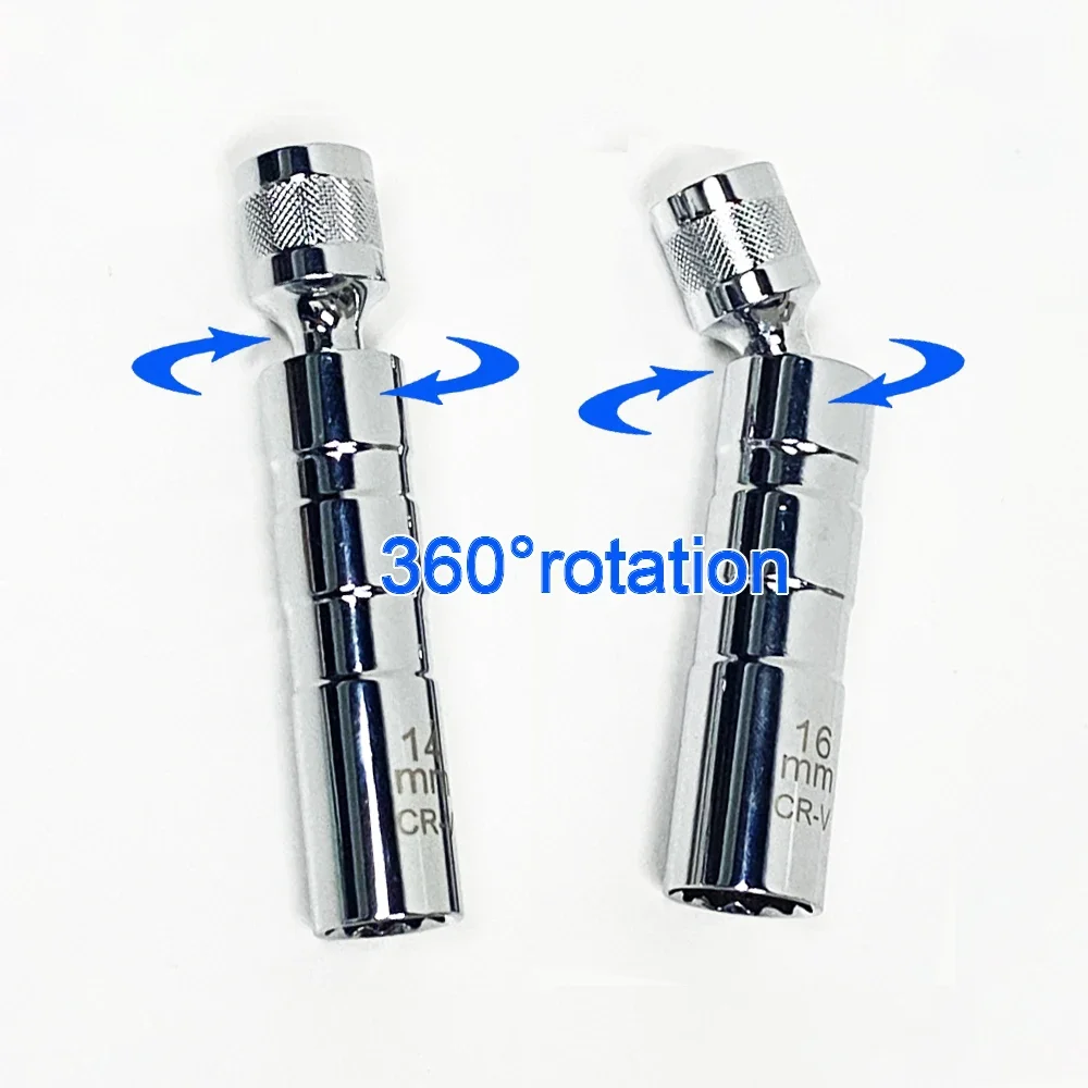 Alat Pembongkaran Busi Perbaikan Otomotif 14/16Mm Sambungan Universal Berdinding Tipis Lengan Busi Magnetik Universal