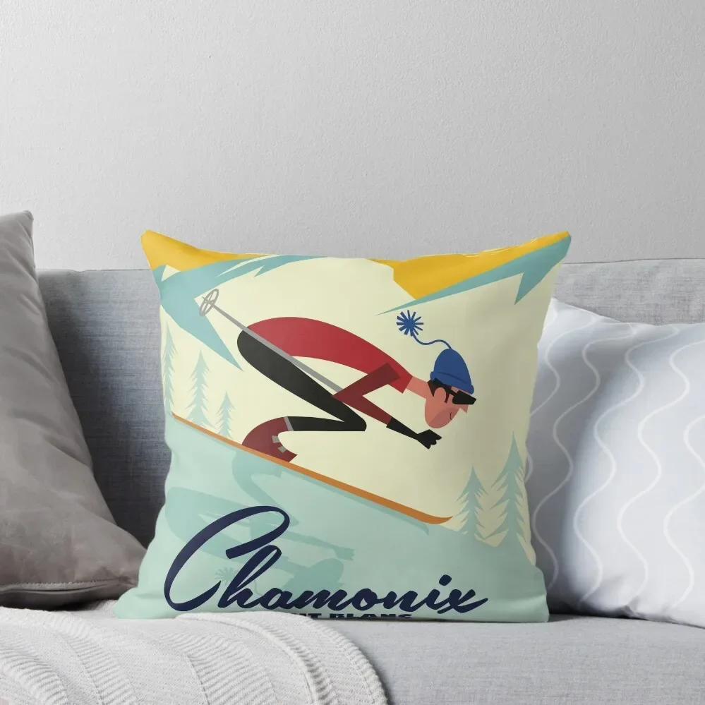 Chamonix ski poster Throw Pillow Room decorating items Pillow Cover Cushion Cover Decorative Cushion Cover pillow