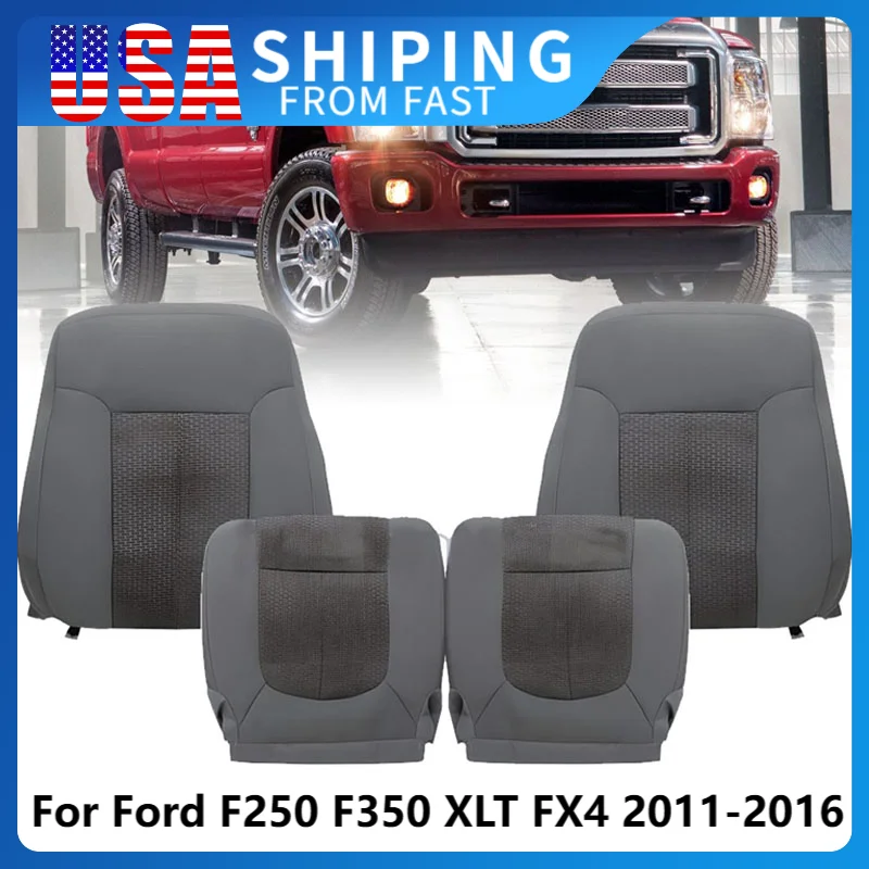 

For Ford F250 F350 XLT FX4 2011-2016 Front Cloth Seat Cover Gray / Driver Foam Replacement Seat Cushion Pad Mat