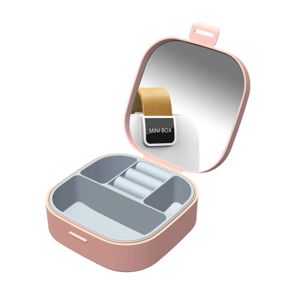 

Simple With Mirror Jewelry Storage Box Large Capacity Dust-proof Ring Earrings Organizer Display Case