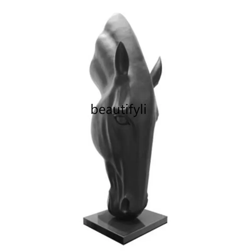 

zq European-Style FRP Inverted Horse Head Hotel Mall Club Indoor Sculpture Decoration Floor Ornaments