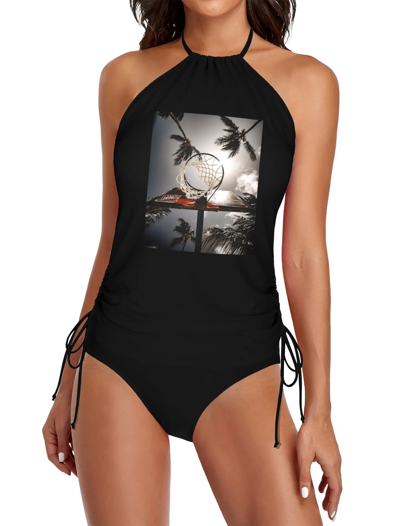 

Basketball And Palm Trees Split Swimsuit Set swimwear bikini luxury bikini Women's summer dress