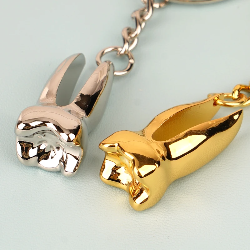 سلسلة مفاتيح للعناية بالأسنان على شكل أسنان ، قلادة من الفولاذ المقاوم للصدأ ، هدية عيادة الأسنان ، حلقة مفاتيح من حقيبة الظهر المزخرفة #5