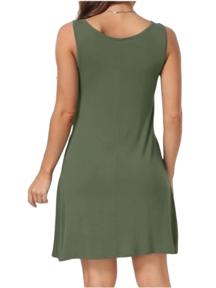 Women's Summer Casual Swing T-Shirt Dresses Beach Cover Up With Pockets Plus Size Loose T-shirt Dress