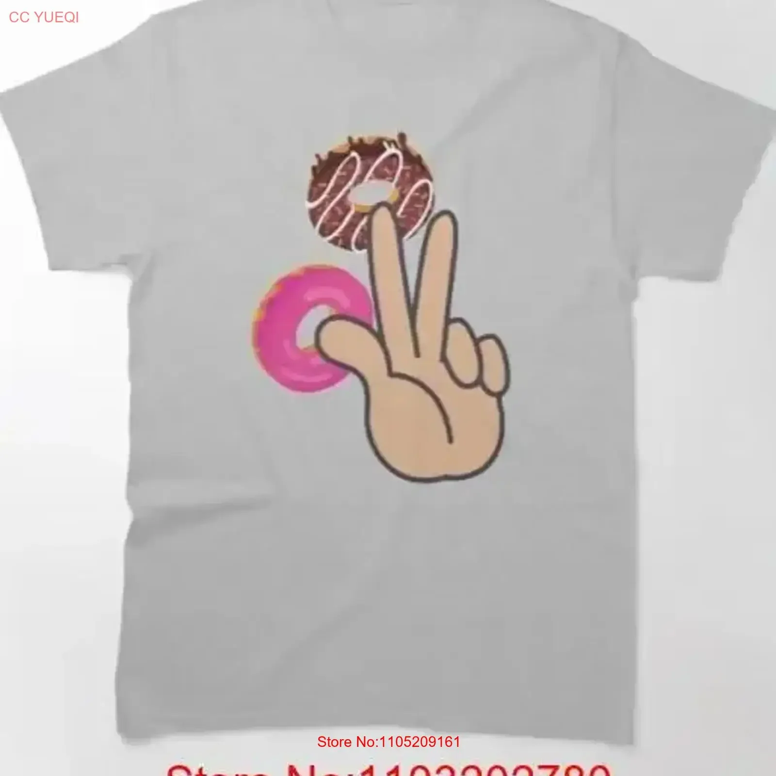 57 دونات ثلاثة أصابع تحية سعيد دونات الكلاسيكية تي شيرت خمر غسلها أوم قليلا عادية موضة مريحة خمر #1