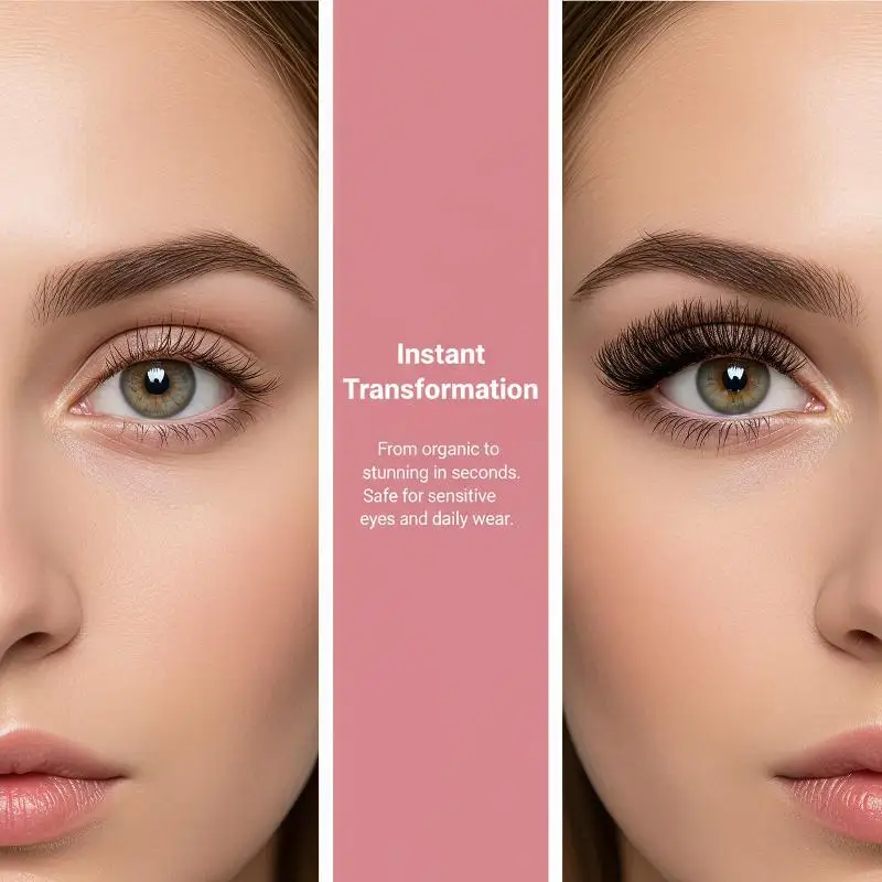 Kleberfreie Falsche Wimpern Transparenter Gel-Kleber 1 Stück pro Box Leichte, Flauschige Wimpern für Frauen im Büro, im Alltag, auf Reisen und zum Schminken – Detail 1