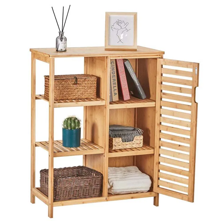 

Shelf Refined Bathroom Storage Cabinet With Doors and 3 Side Shelve