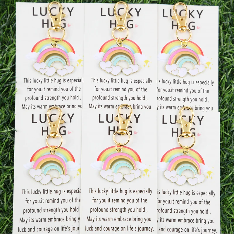 6Rainbow Cloud Keychain Set，Suitable for decorating bags、Pendant、Keychain pendant with a lucky hug、Greeting Card、Family Activiti