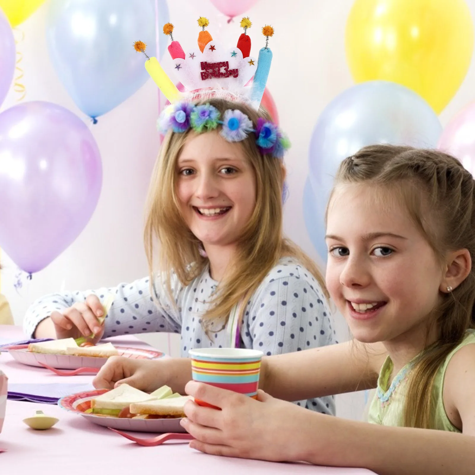 

3pcs Birthday Cake Headbands Kids Girls Headdress Party Photo Accessories Cartoon Cloth Hoop Hair Decor Durable