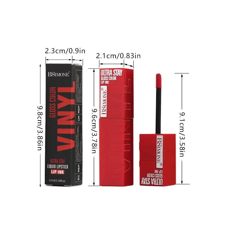 Rossetto liquido con inchiostro opaco da 4,2 ml Velluto a lunga durata Lucidalabbra nudo Tazza antiaderente Labbra impermeabili Tinta Trucco impermeabile