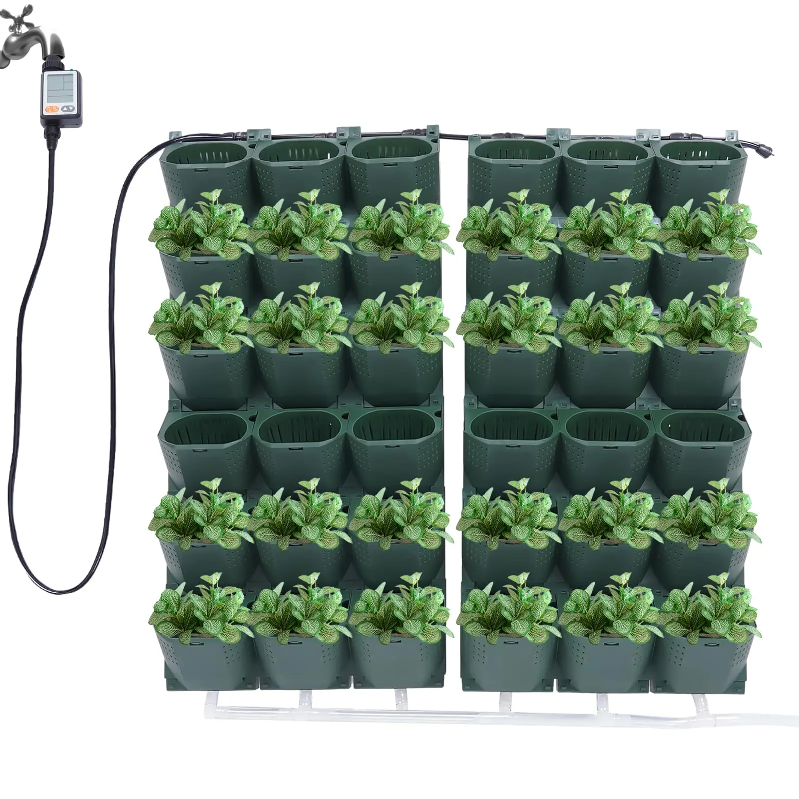 Sistema de cultivo de jardín, maceteros verticales de pared con autorriego, bolsas de cultivo para colgar al aire libre, 36 bolsillos, para decoración del balcón del hogar