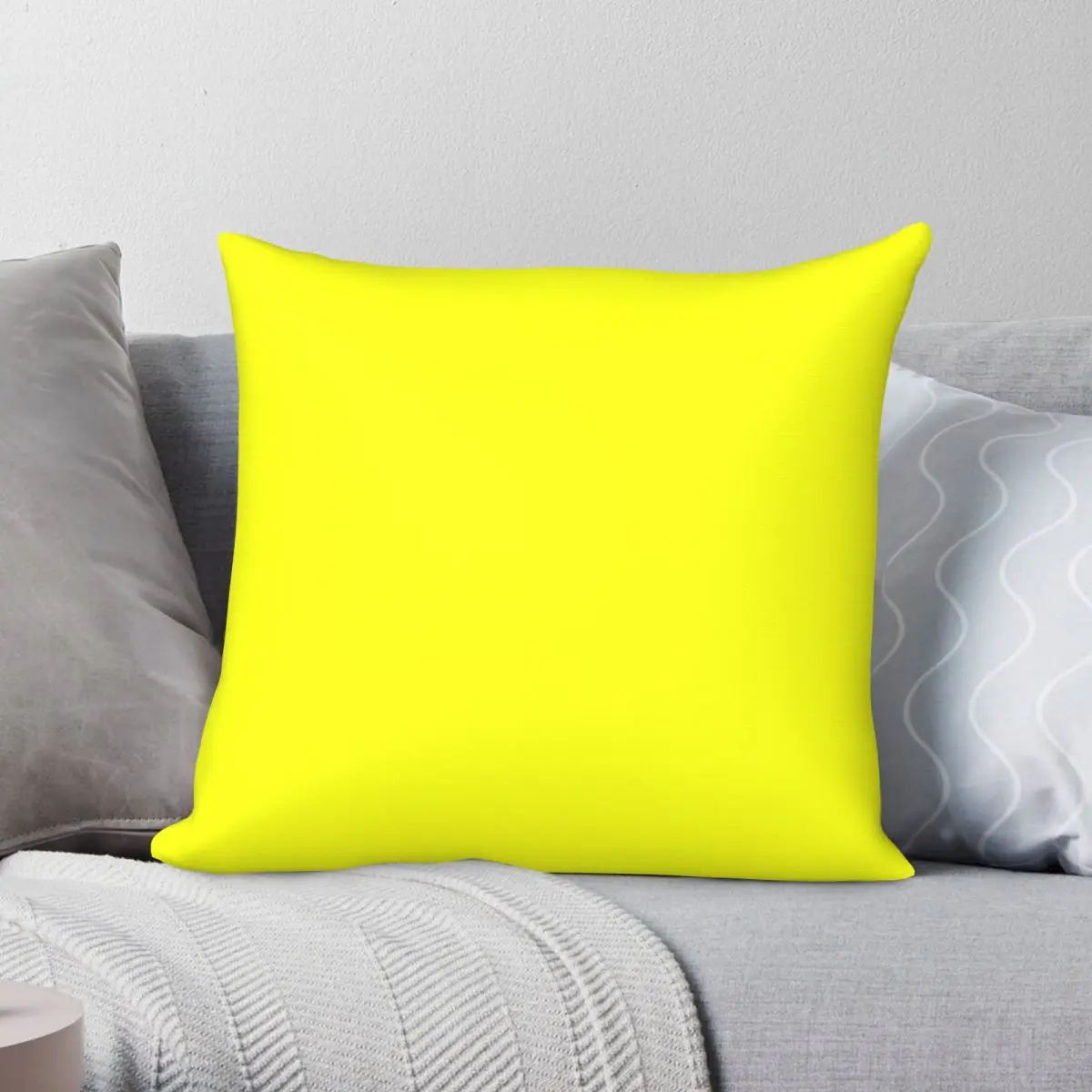 

Bright Fluorescent Neon Yellow Square Pillowcase Polyester Linen Velvet Printed Decor Throw Pillow Case Room Cushion Cover 45x45