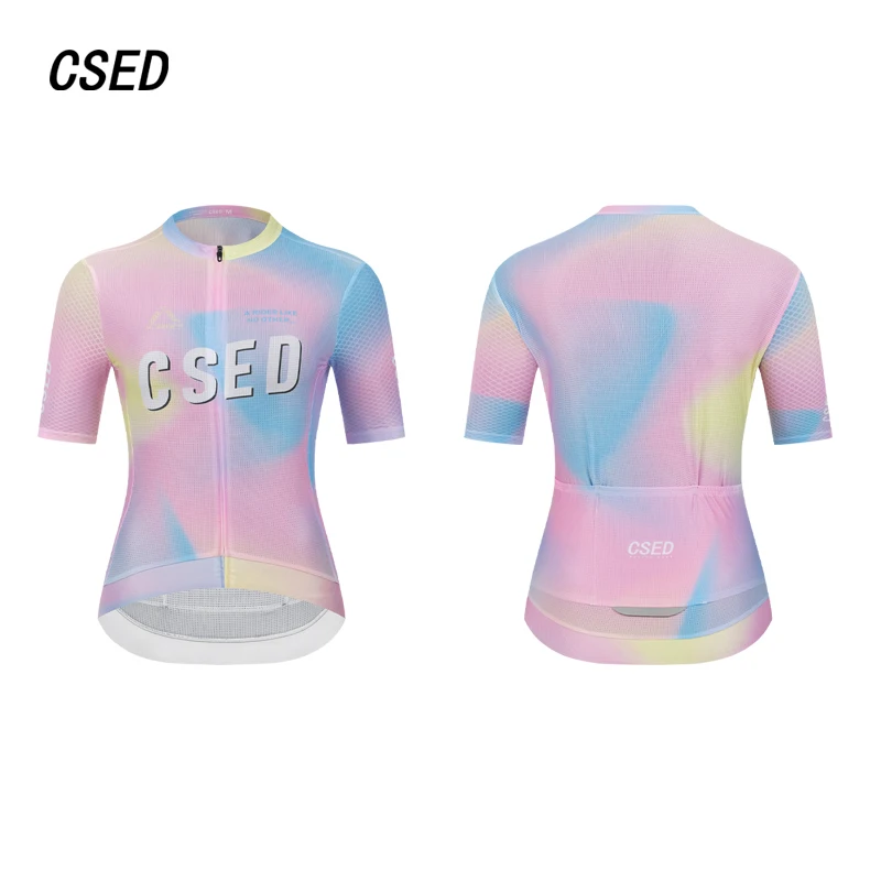 

CSED женский велосипедный трикотаж, дышащая одежда для езды на велосипеде, одежда для велосипеда с короткими рукавами, мягкая толстовка на молнии, верхняя рубашка