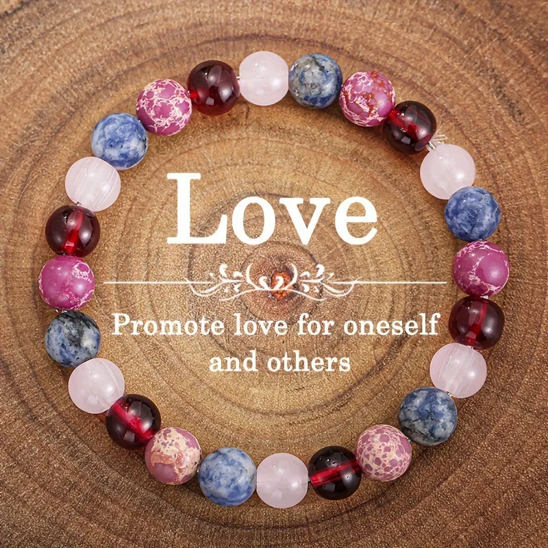 Pulsera de Amor con Piedras Naturales Multicolor que Atrae la Buena Suerte y Joyería de Piedra Imperial de 8MM, Lapislázuli con un Hermoso Significado
