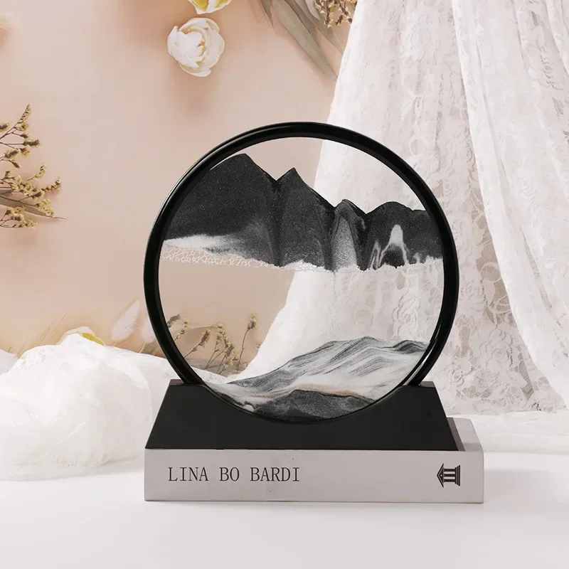 Sandscape Moving Sand Art Frame Flowing Sand 3D Dynamic Liquid Hourglass Quicksand Kinetic Sand Painting Office Home Decor Gifts