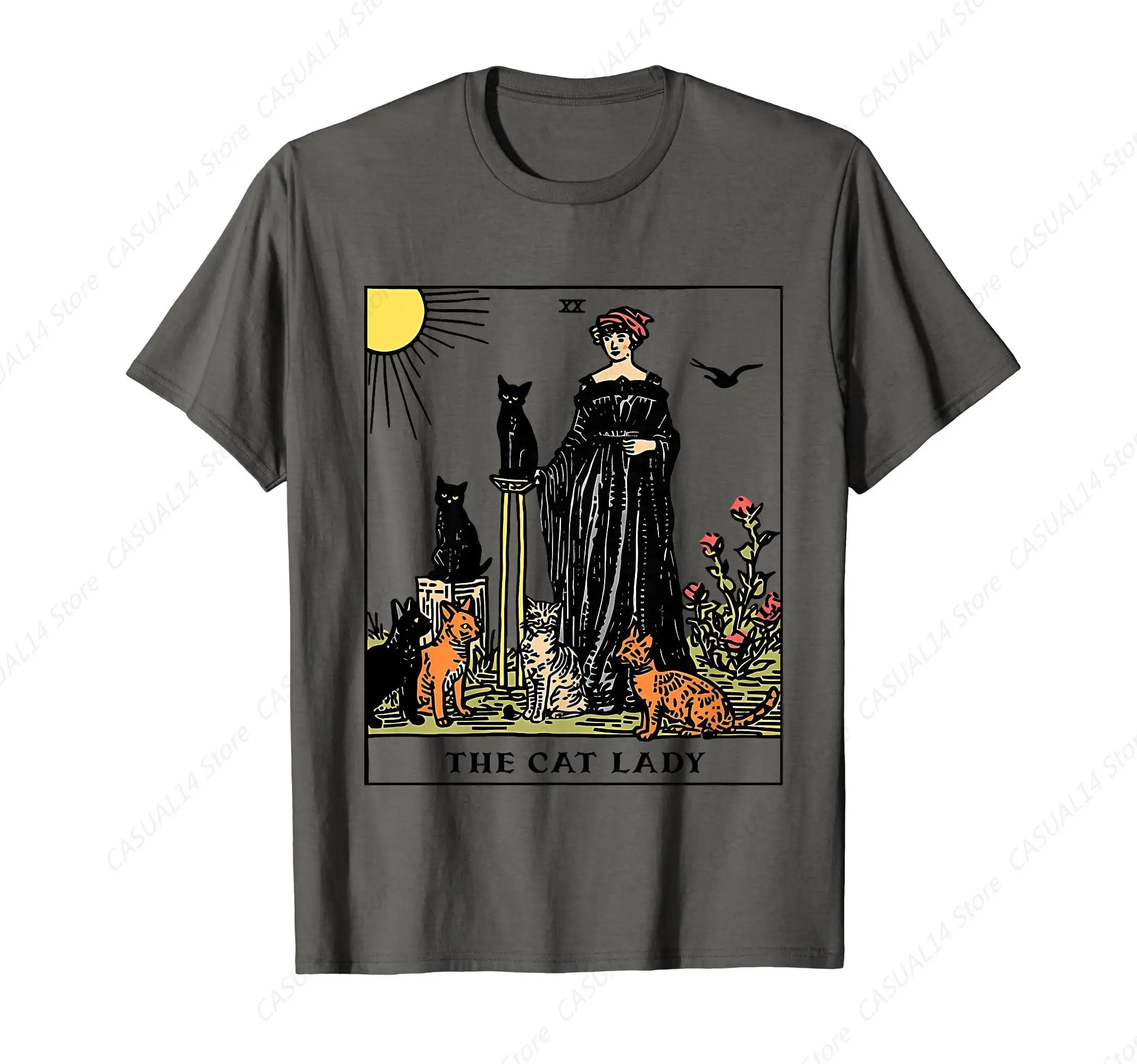 

The Cat Lady Tarot Card Vintage Gothic Women Cat Mom T-Shirt