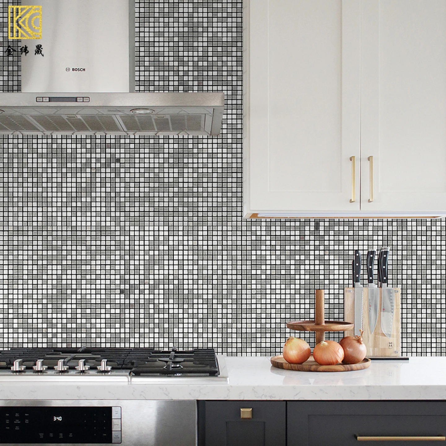 작은 입자 복고풍 금속 모자이크 벽 스티커 자체 접착 방수 및 방습 주방 벽지