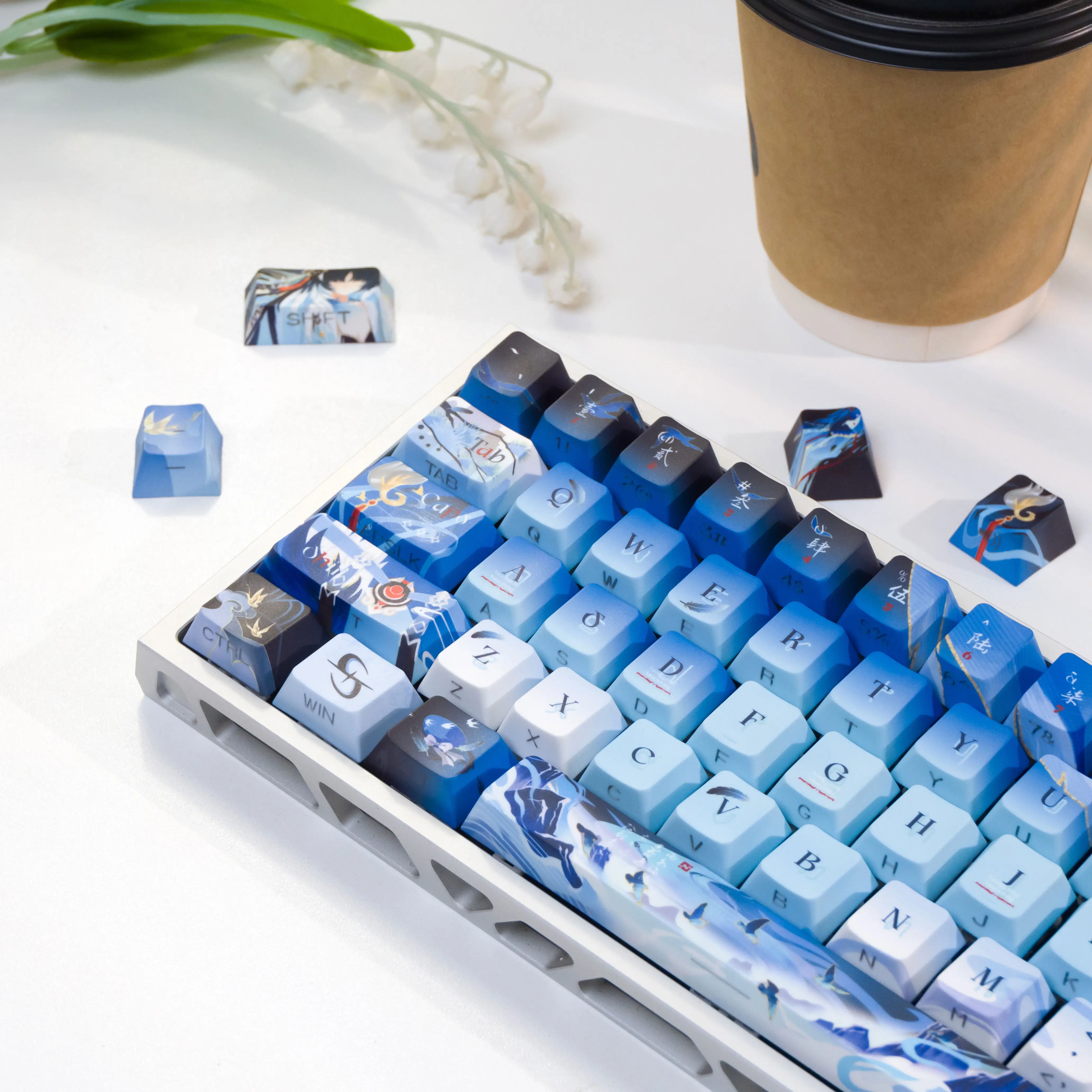 120 Key Wuthering Waves Keycaps Yangyang Xuanling Keycap Anime Game Key Cap PBT DYE SUB Cherry MX Switch for Mechanical Keyboard
