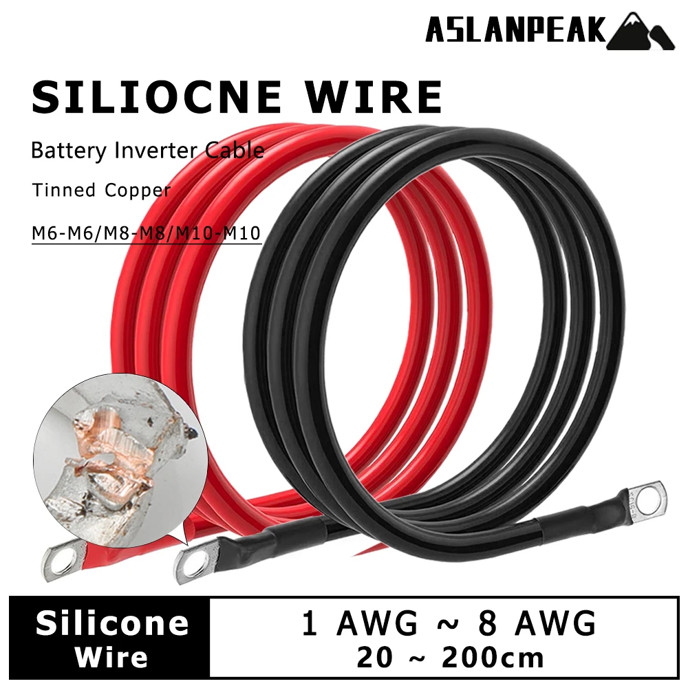 Automotive Battery inverter cable Soft with lug Silicone wire jumper wire terminal wire Positive negative pole connection cable