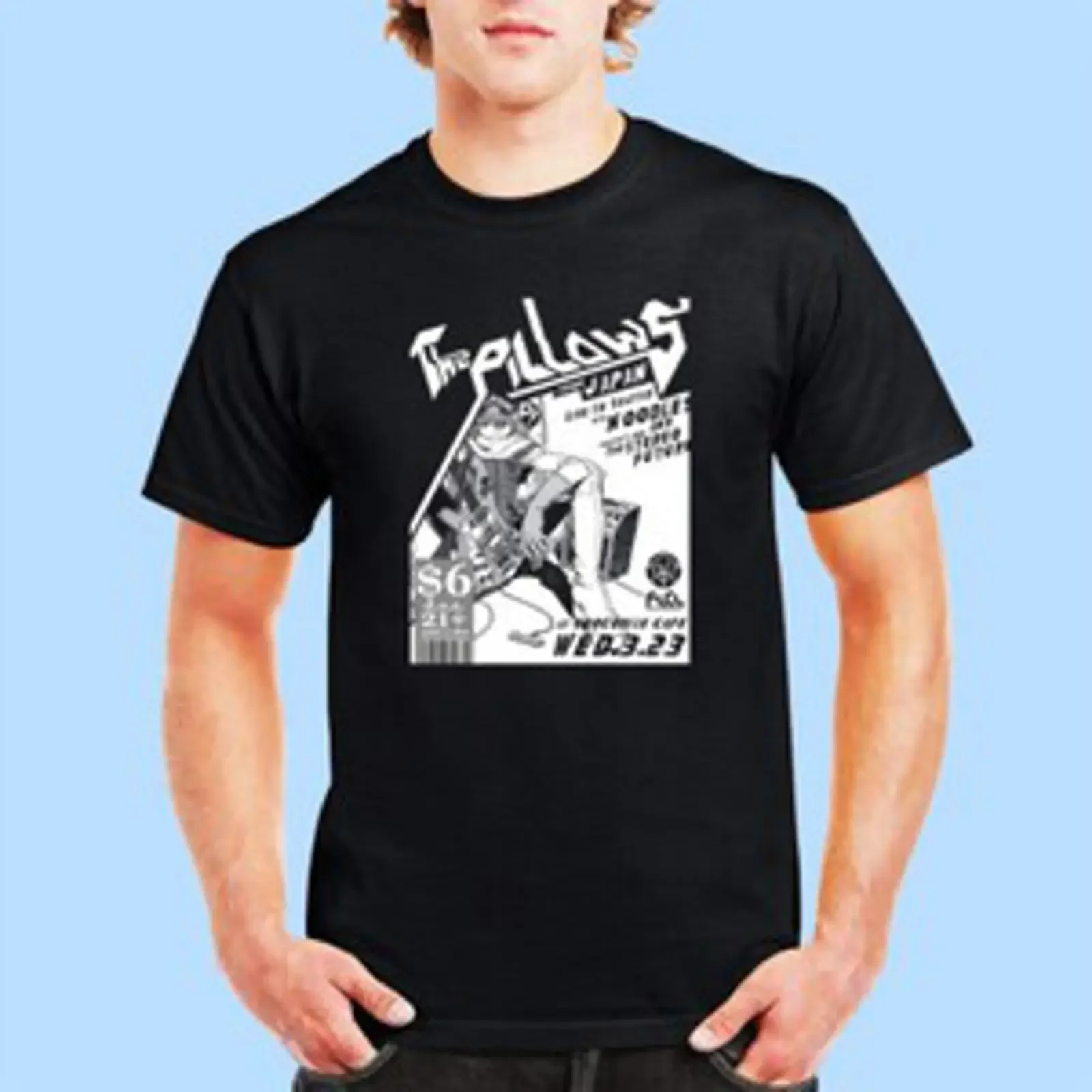 The Pillows Music Jepang Black Mens T Shirt Size S 5XL vintage Washed Top For Everyday Wear Stylish Casual streetwear Soft