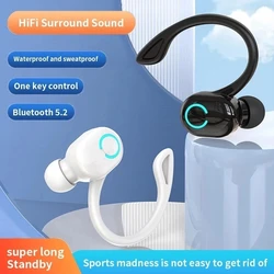 Auriculares inalámbricos TWS con Bluetooth 5,2, Mini auriculares manos libres impermeables, Auriculares deportivos para música con micrófono