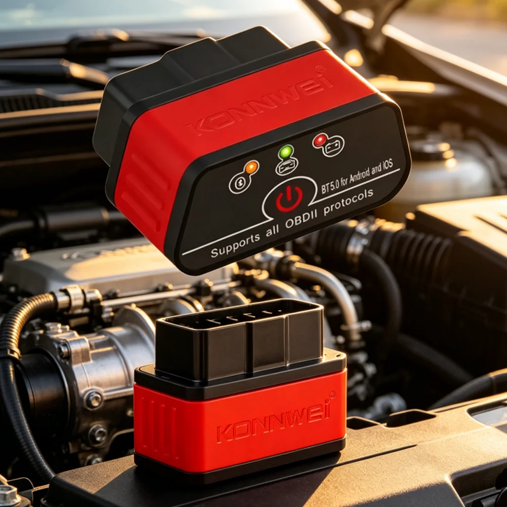 Bluetooth 5.0 OBDII Code Reader Car Diagnostics Scanner Tool Compatible with Android and iOS KONNWEI KW903 ELM327 V1.5