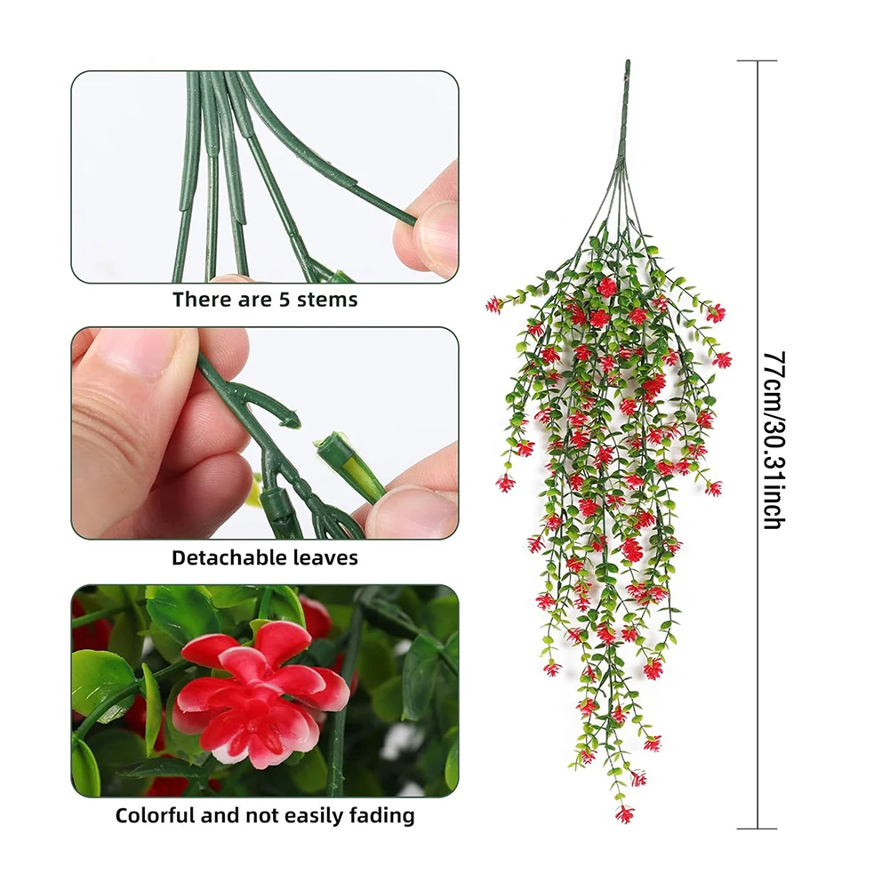 Hanging Plants Faux Eucalyptus Vine Patio Decor Garden Decor Weather Resistant Fade Resistant For Patio For Balcony