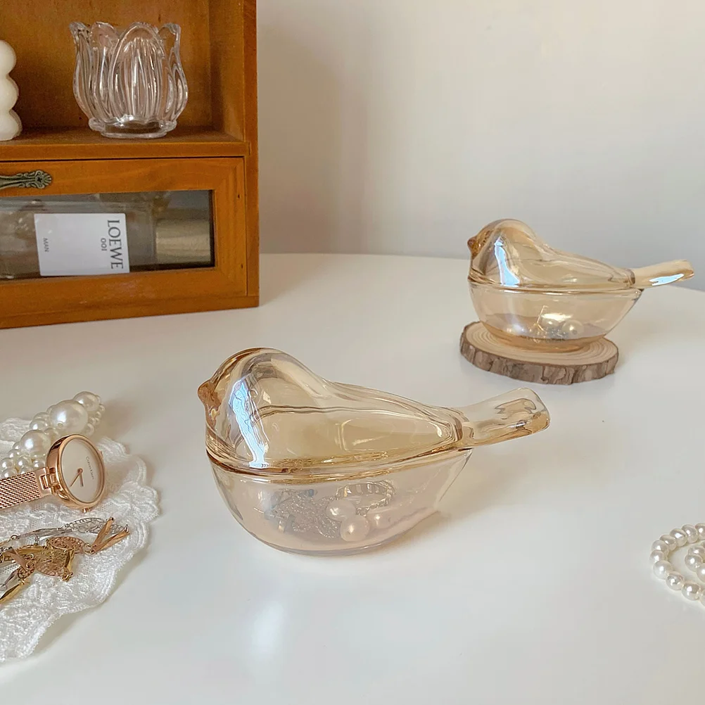 

1Pcs Jewelry Storage Box Glass Bird Shape Stylish Home Ornament Ring Necklace Organizer Decorative Elegant Jewelry Case
