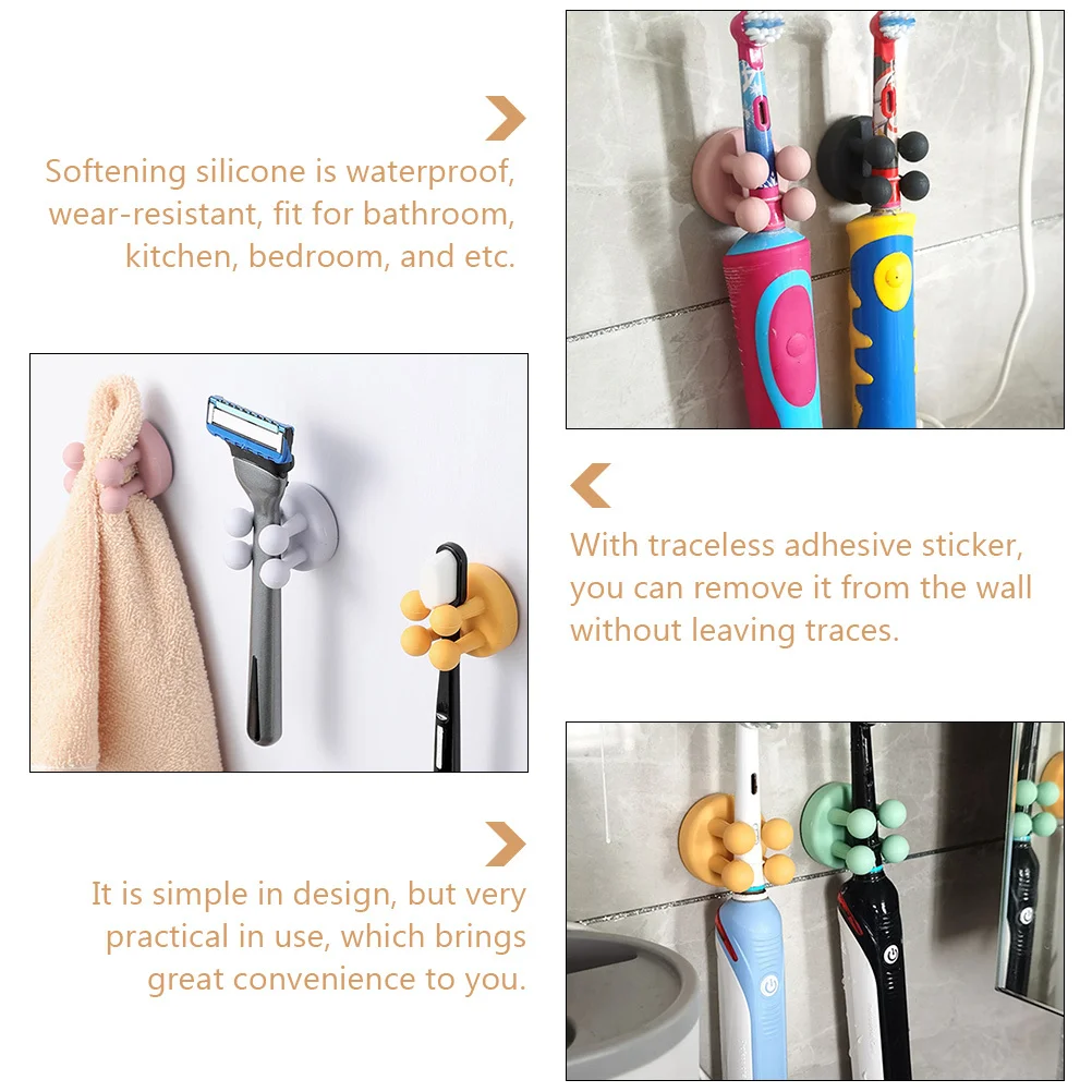 

4pcs Silicone Cord Organizer No Trace Adhesive Cable Clips For Desk Bathroom Kitchen Cable Management Holder Clip